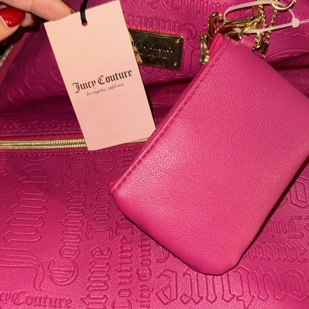 Juicy Couture Embossed Allover Y2k Logo Backpack Coin purse Barbie Pink New